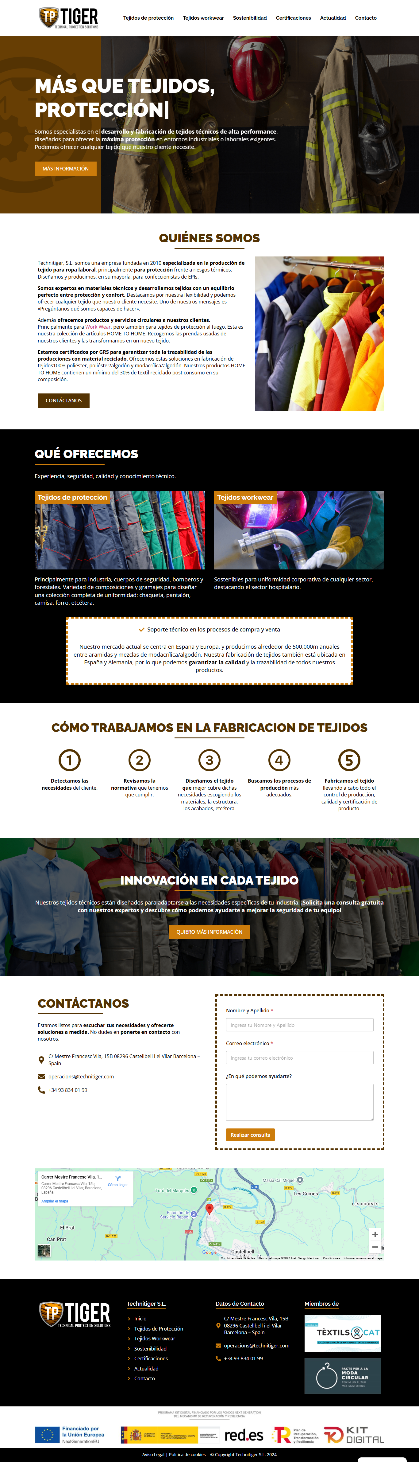 Homepage de la página web Technitiger
